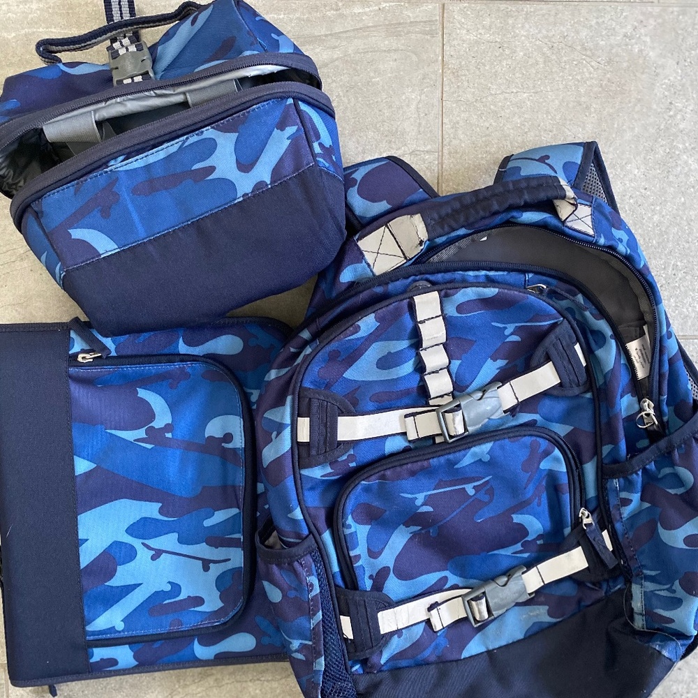 Blue Camo Backpack Set